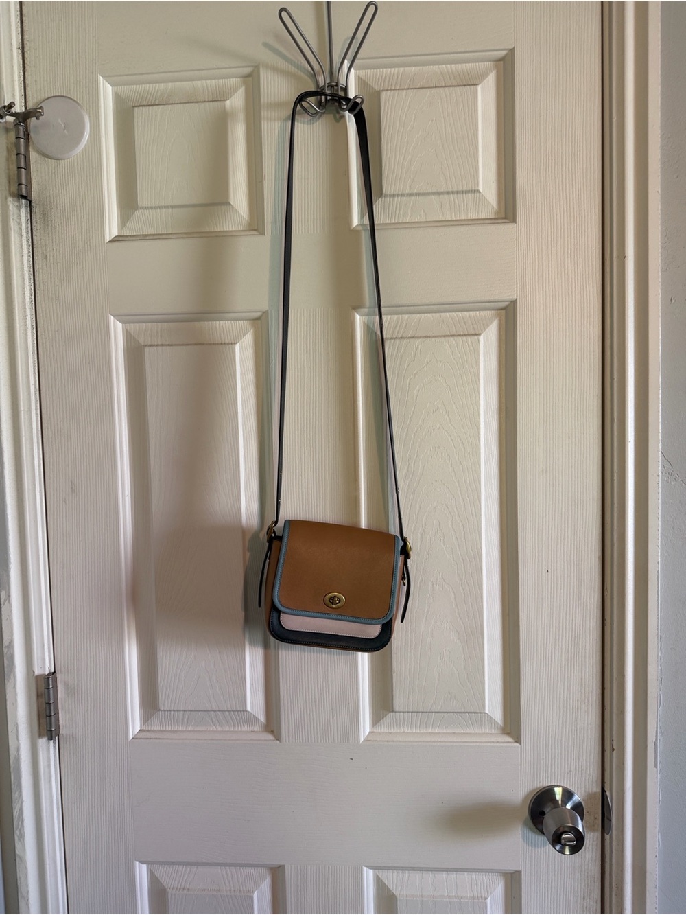 Coach Colorblock 16’ Leather Crossbody Bag in Brown and Black